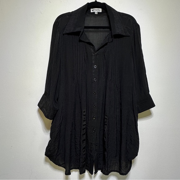 Black Button-Up Silk Tunic - Picture 5 of 10